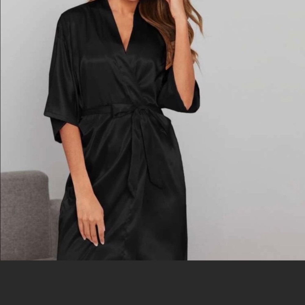 Black Satin Robe Size Small
